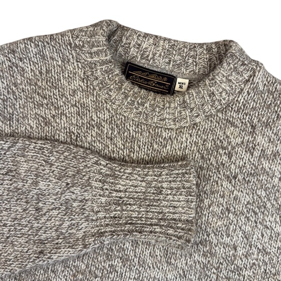 Vintage 90s Eddie Bauer Wool Crewneck Sweater 
Beige Gorp Fisherman Grandpa XL - Picture 1 of 12